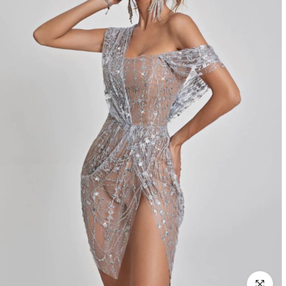 Mew Mews Bailee Split Sequin Mini Dress